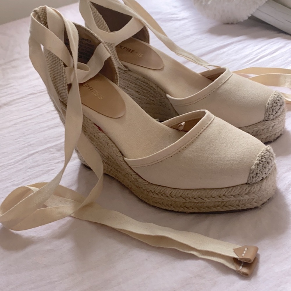 Express espadrille wedges lace up